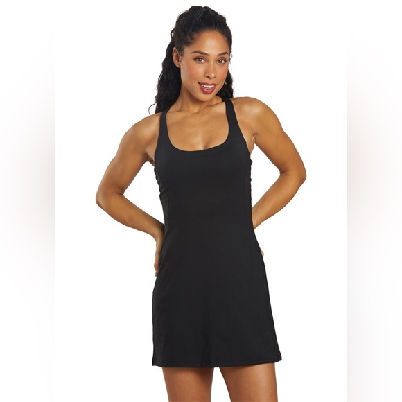 GIRLFRIEND COLLECTIVE Paloma Stretch-Jersey Tennis Dress Lagoon Aqua Blue Small - Picture 6 of 9